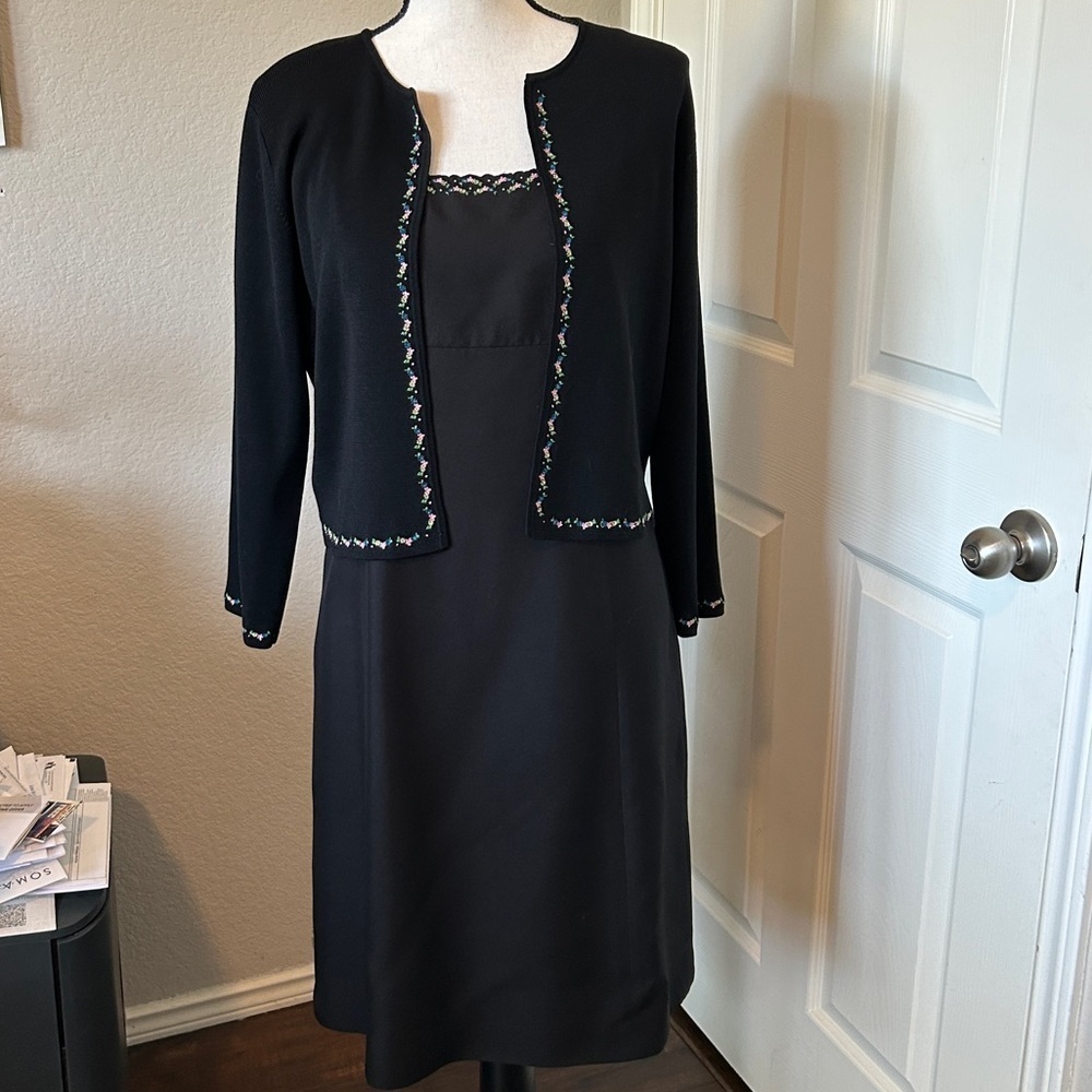 Ann Taylor Black Midi Dress with Embellished Jacket